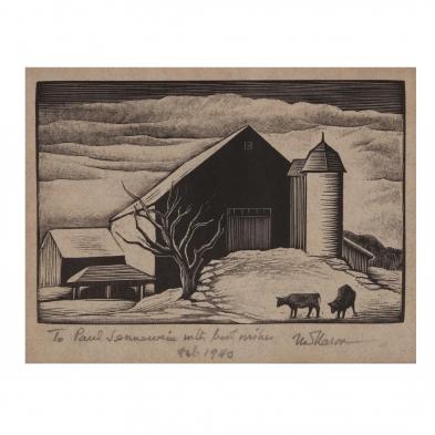 thomas-willoughby-nason-american-1889-1971-diminutive-farm-scene-with-barns-silo-and-cows