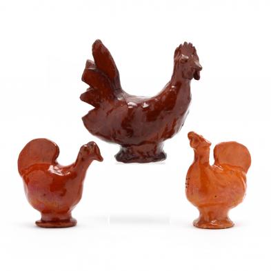 three-early-jugtown-chicken-figures