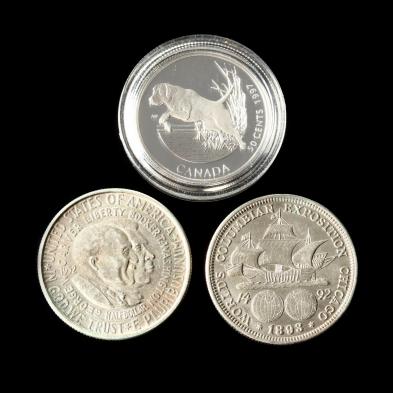 two-u-s-commemorative-halves-and-a-canadian-silver-half-dollar