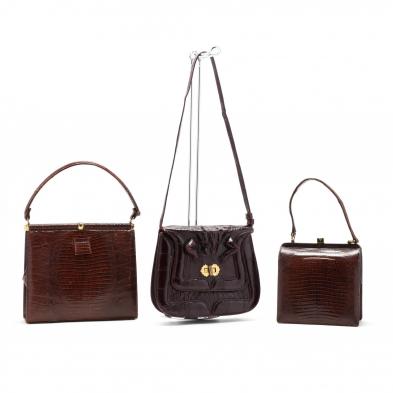three-vintage-natural-skin-handbags