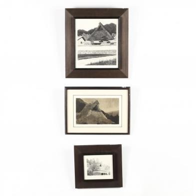 three-etchings-and-aquatints-by-tanaka-ryohei-japanese-b-1933