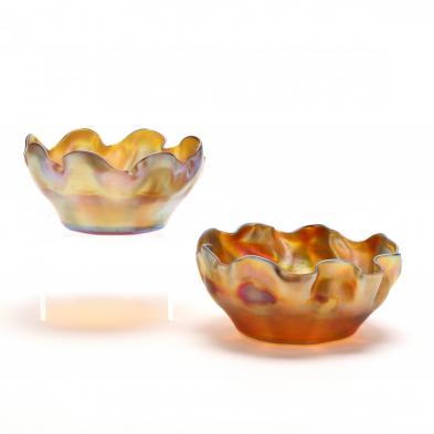 l-c-tiffany-two-scalloped-favrile-glass-bowls