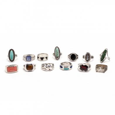 group-of-silver-gemstone-rings