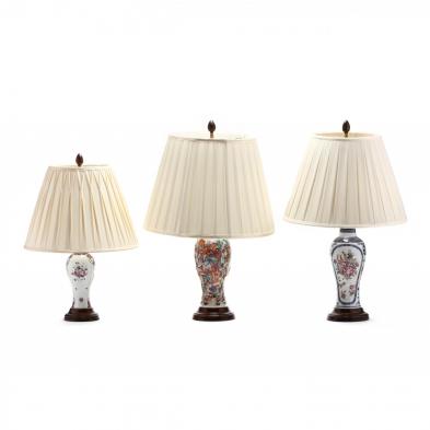 three-chinese-export-porcelain-lamps
