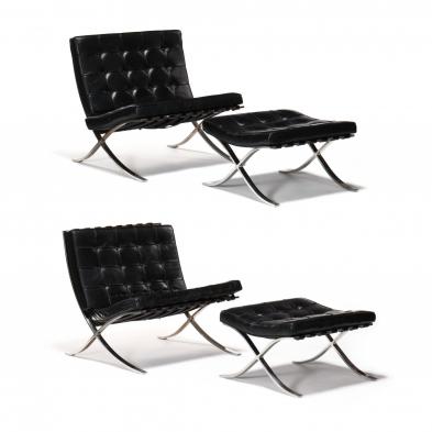 ludwig-mies-van-der-rohe-german-1886-1969-pair-of-barcelona-chairs-and-ottomans