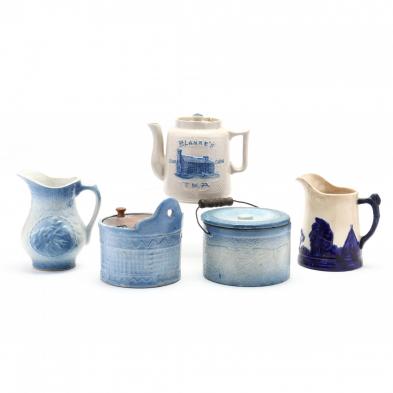 a-group-of-five-blue-stoneware-pieces