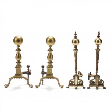 two-pair-of-brass-andirons