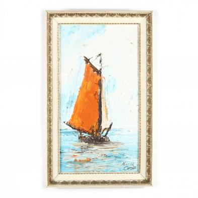 mid-century-painting-of-a-sailboat-by-homer-costello