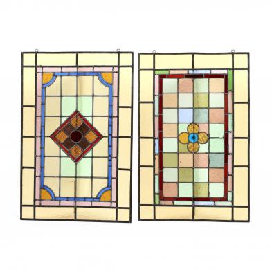 two-vintage-english-stained-glass-window-panels