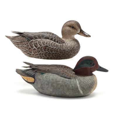 a-g-evans-green-winged-teal-drake-and-hen-decoys
