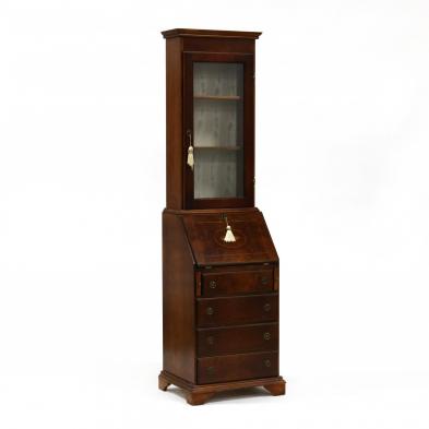 chippendale-style-diminutive-inlaid-mahogany-secretary-bookcase