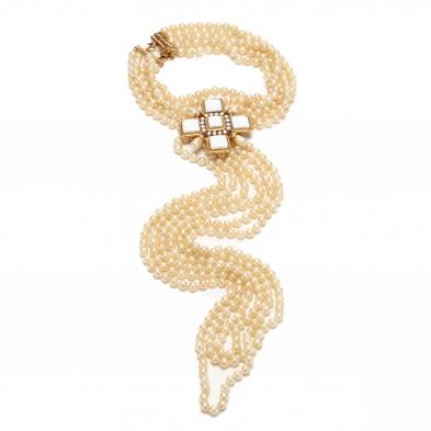 A Five Strand Faux Pearl Necklace, Chanel (Lot 148 - Important