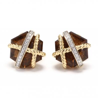 18kt-gold-smoky-quartz-and-diamond-earrings-david-yurman