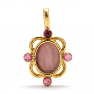 19kt-gold-venetian-glass-intaglio-and-gemstone-pendant-elizabeth-locke
