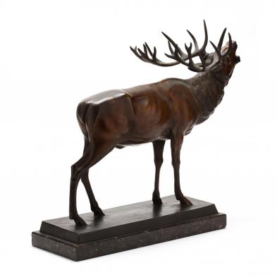 an-antique-bronze-of-a-belling-bull-elk