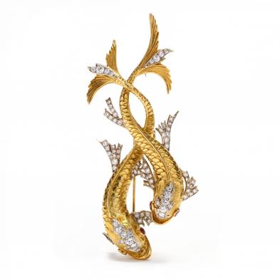 18kt-gold-diamond-and-pink-sapphire-koi-fish-clip-brooch
