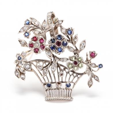 vintage-silver-gem-set-flower-basket-brooch