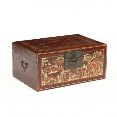 antique-chinese-painted-pigskin-trunk