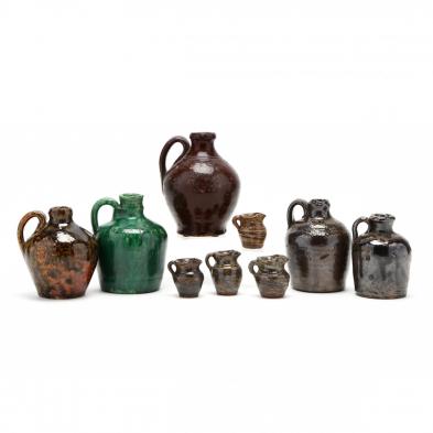 a-group-of-nine-southern-pottery-miniatures