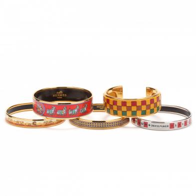 a-group-of-five-fashion-bracelets-hermes
