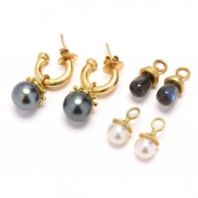19kt-gold-hoop-earrings-by-elizabeth-locke-and-ear-pendants