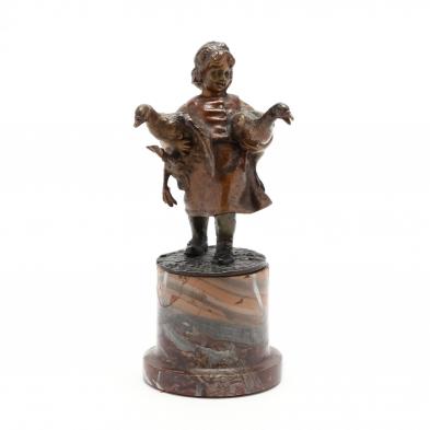 antique-cold-painted-bronze-of-a-girl-with-geese