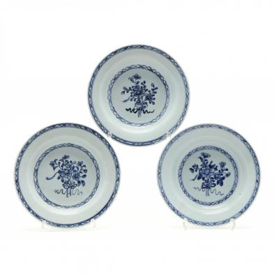 three-chinese-blue-and-white-export-porcelain-plates