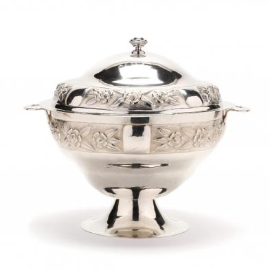 a-large-aztec-rose-sterling-silver-tureen-with-cover