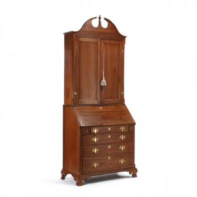southern-chippendale-walnut-desk-and-bookcase