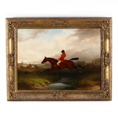 william-joseph-shayer-british-1811-1892-fox-hunter-clearing-a-brook