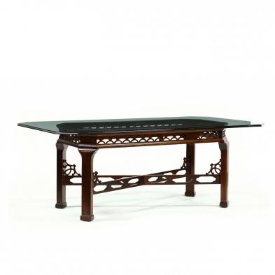 thomasville-chinese-chippendale-style-mahogany-and-glass-dining-table