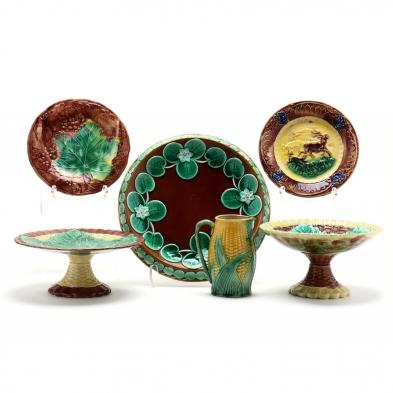 group-of-majolica-six-pieces