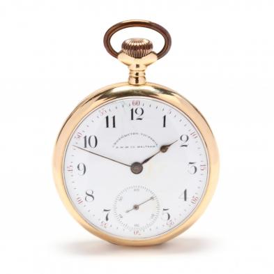 18kt-gold-open-face-cronometro-victoria-pocket-watch-waltham