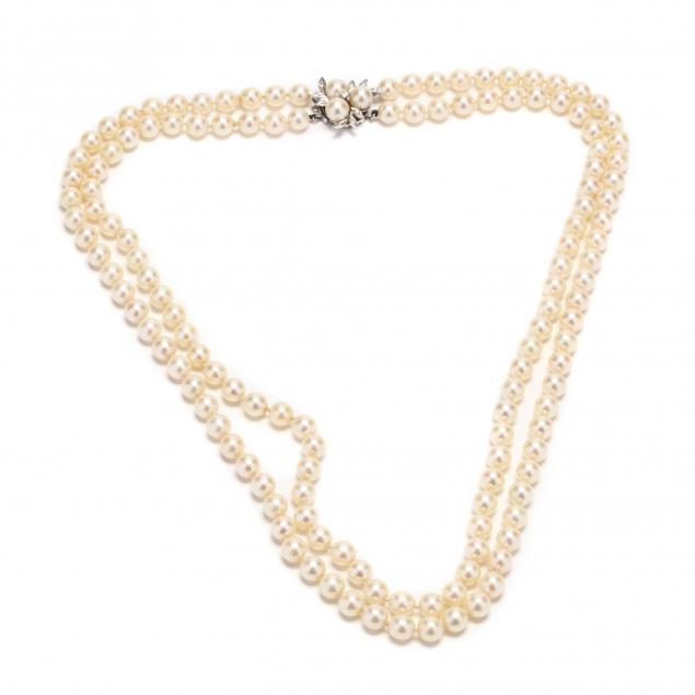 double-strand-pearl-necklace-with-14kt-white-gold-and-diamond-clasp