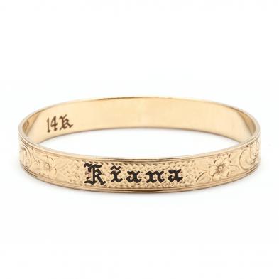 antique-14kt-gold-and-enamel-bangle-bracelet-hawaiiian