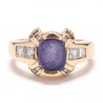14kt-gold-blue-stone-and-diamond-ring