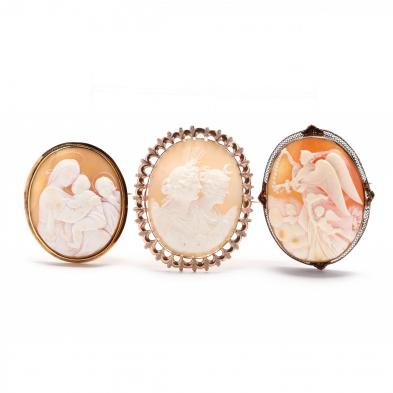 three-gold-carved-shell-cameo-brooches