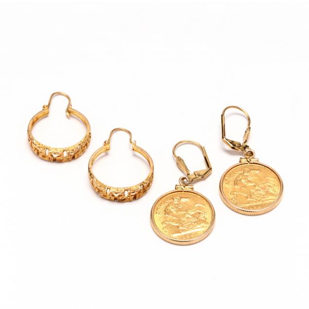 two-pairs-of-gold-earrings