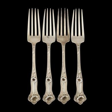 set-of-four-alvin-morning-glory-sterling-silver-forks