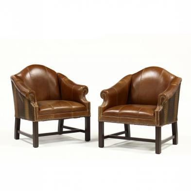 pair-of-chippendale-style-leather-club-chairs