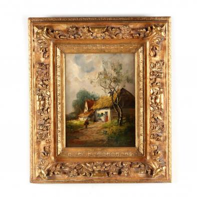 an-antique-continental-school-painting-of-a-cottage