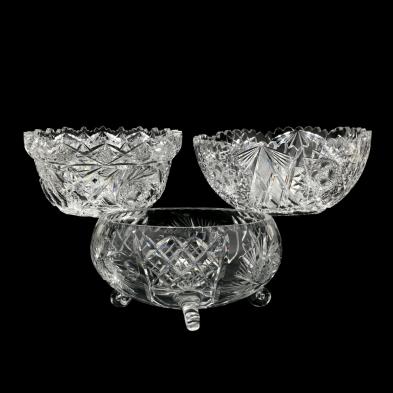 three-vintage-cut-glass-bowls