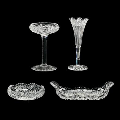 four-antique-american-brilliant-period-cut-glass-items