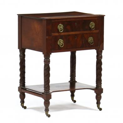 american-classical-carved-mahogany-two-drawer-work-table