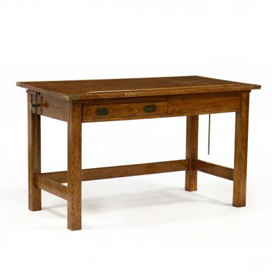 national-oak-adjustable-drafting-table