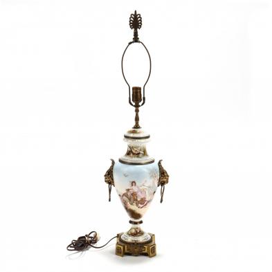 antique-continental-painted-porcelain-table-lamp