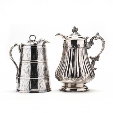 two-antique-silverplate-pitchers