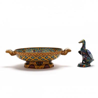 a-chinese-cloisonne-center-bowl-and-duck