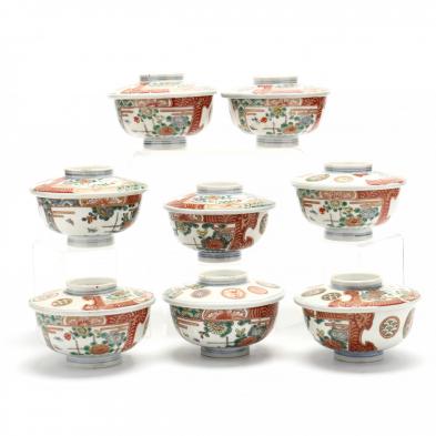 a-set-of-eight-japanese-meiji-period-imari-bowls-with-covers