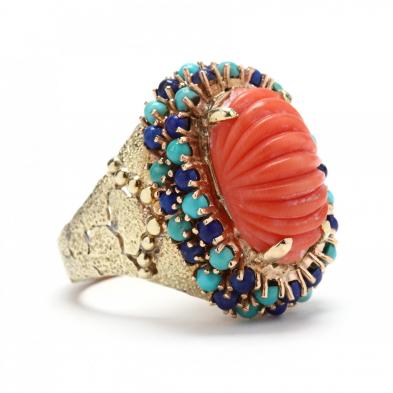 14kt-gold-coral-turquoise-and-lapis-ring